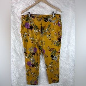 NWT floral pull on pants size XL mustard yellow